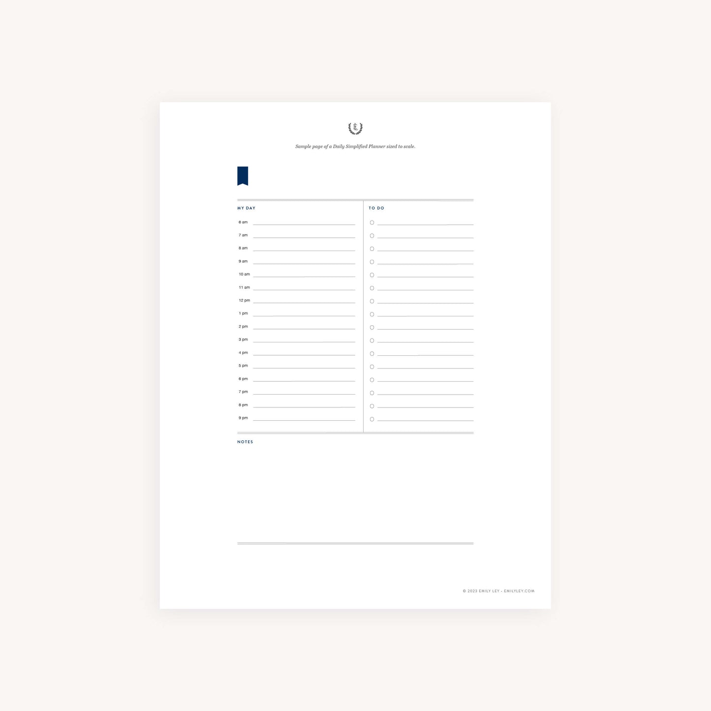Daily Simplified Planner Sample Page Printable