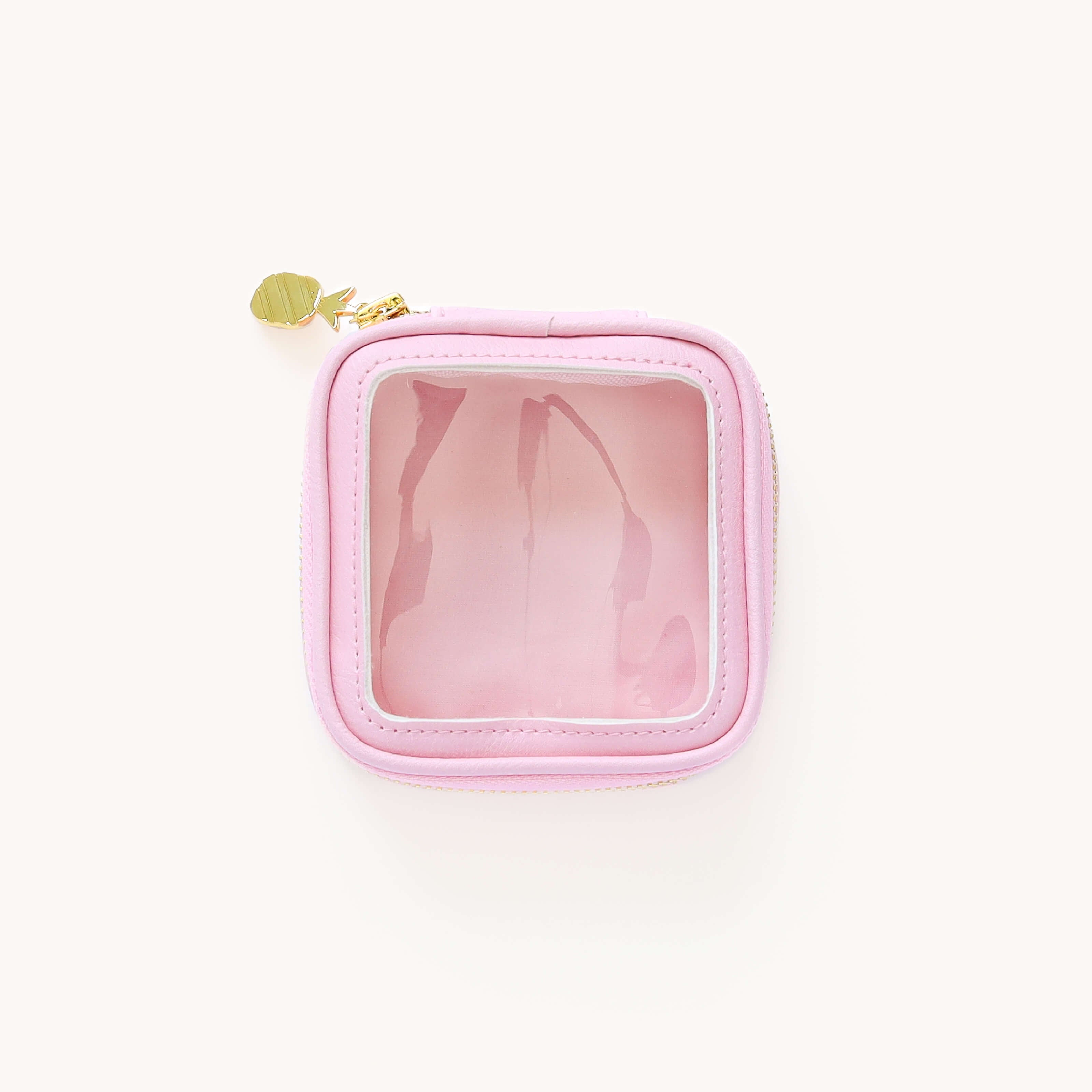 Blush Leatherette Clear Cube
