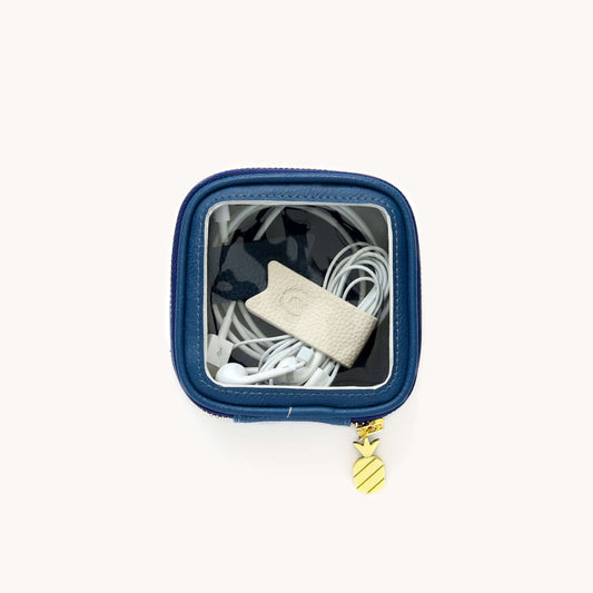 Navy Leatherette Clear Cube