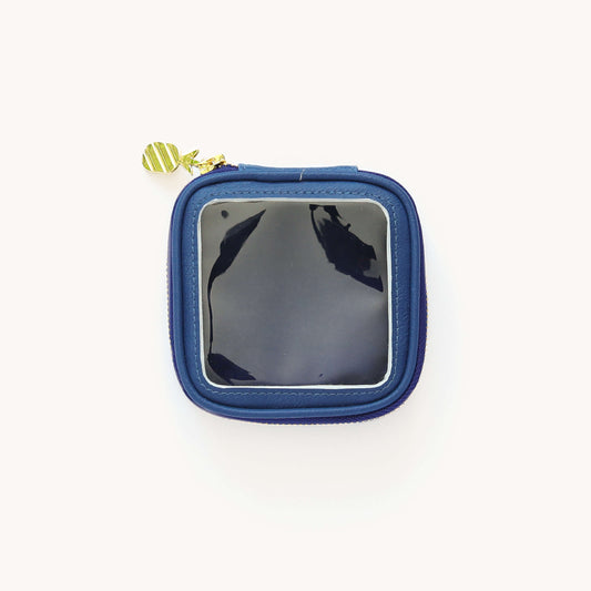 Navy Leatherette Clear Cube