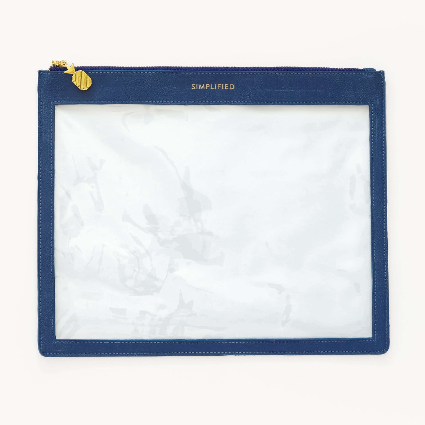 Navy Leatherette Clear Pouch