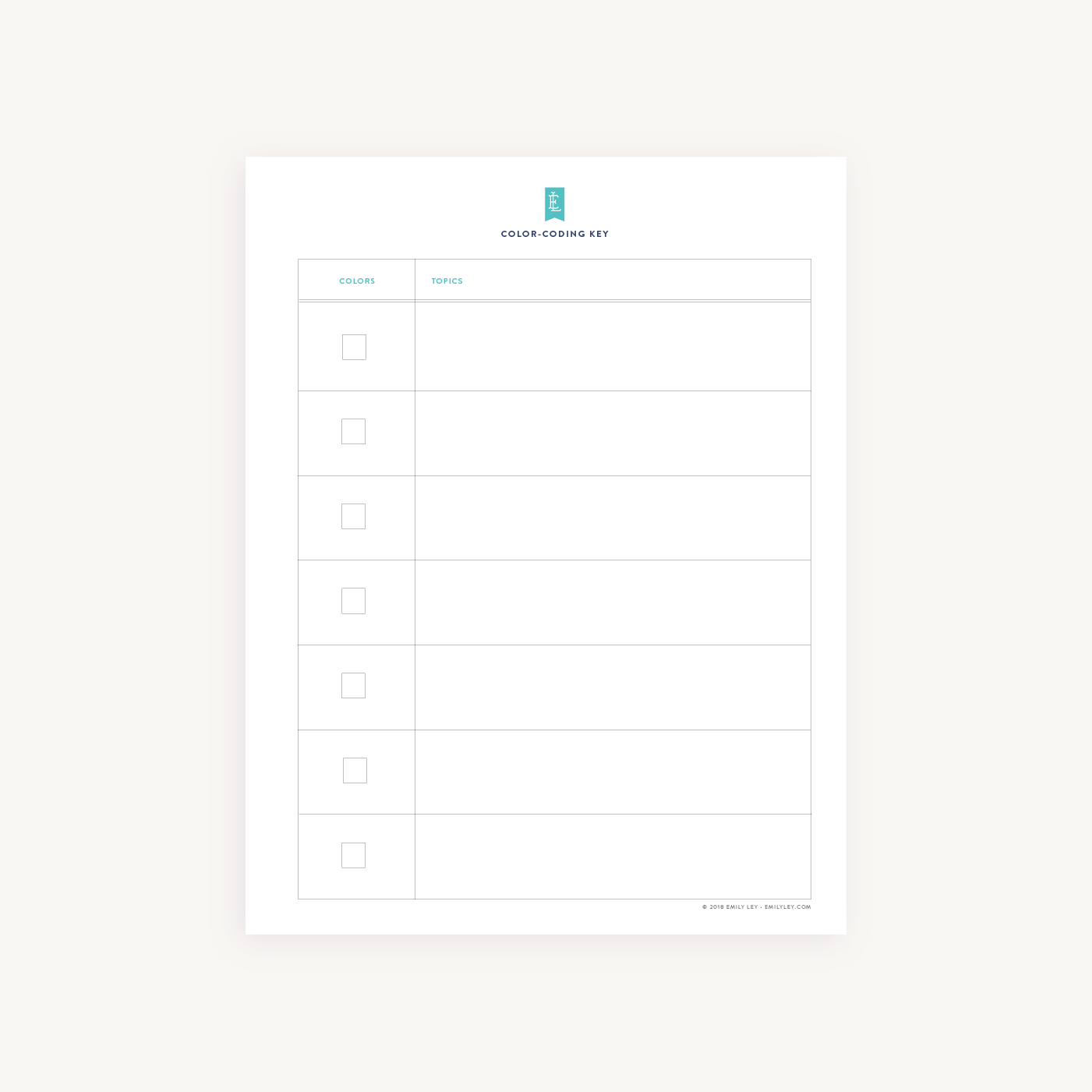 Color Key Paper Color-Coding Key Printable – Simplified® by Emily Ley
