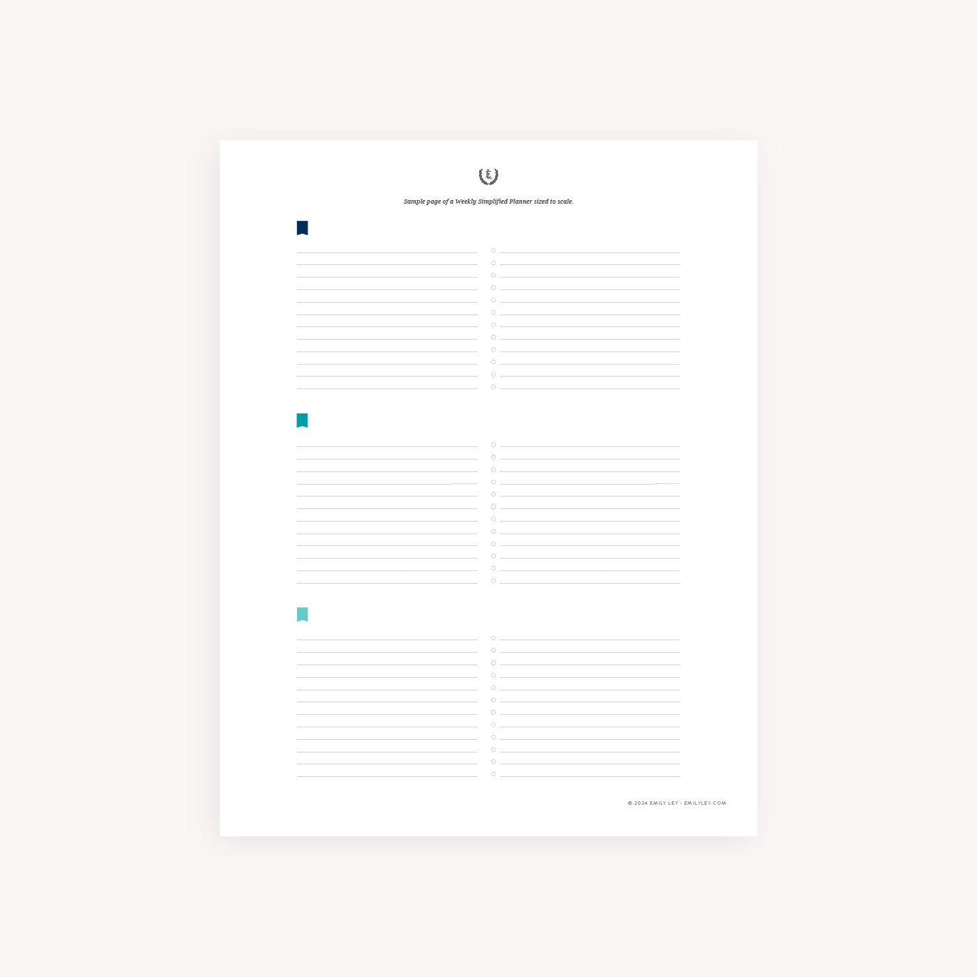Weekly Simplified Planner Sample Page Printable