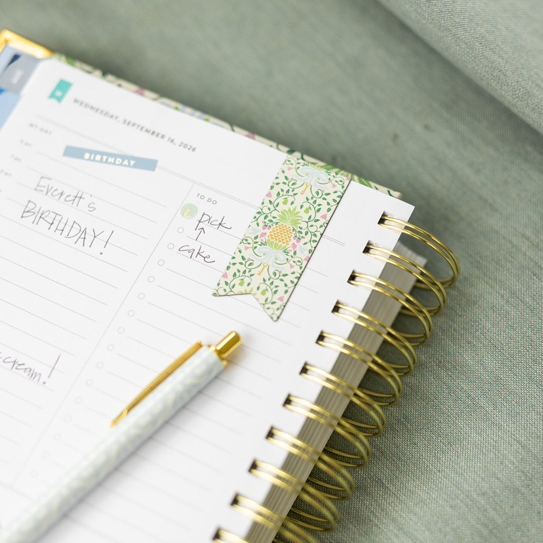 Pineapple Charm magnetic page marker used in planner to mark pages and keep your place with a simple, stylish organization solution