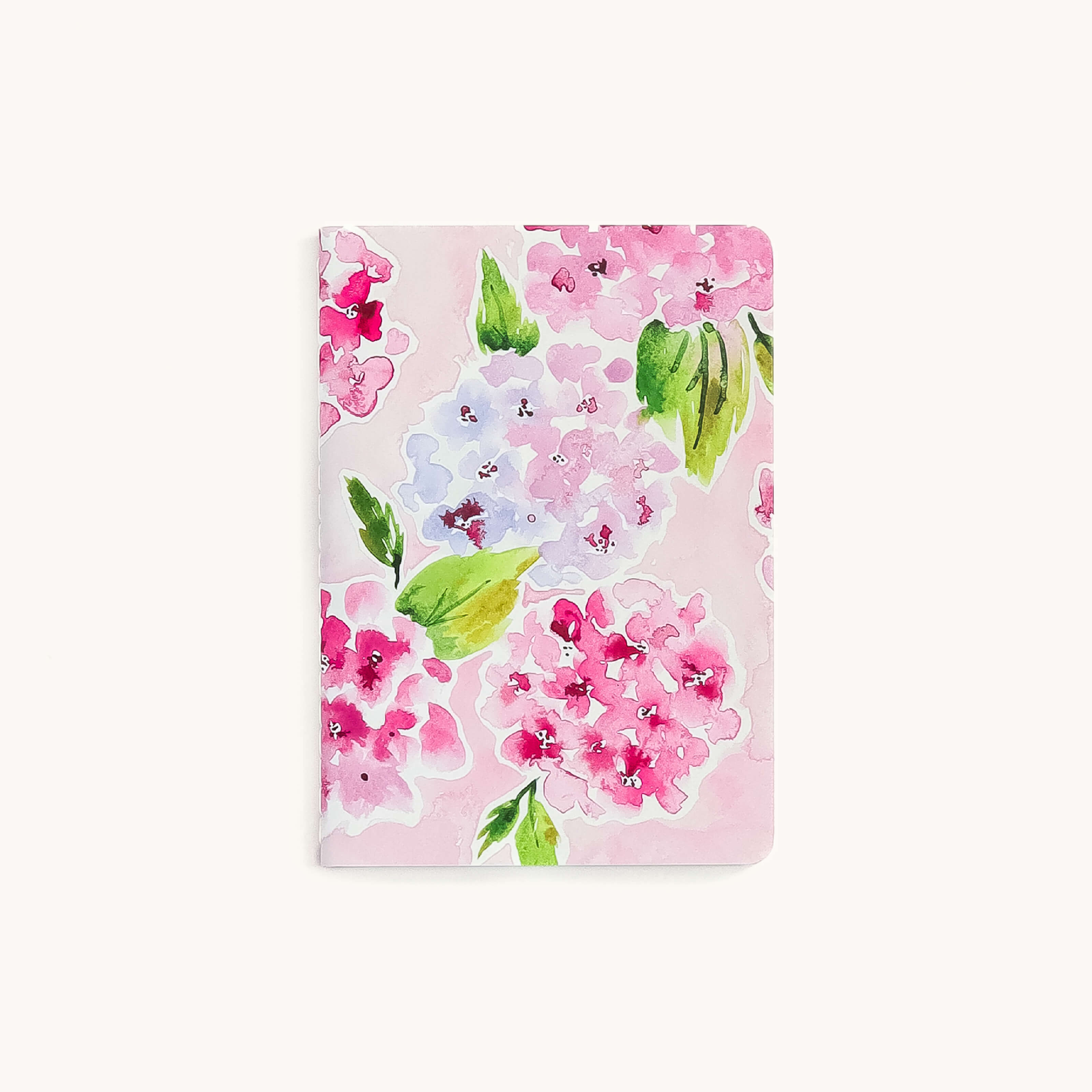 Blush Hydrangea mini notebook with floral pattern and compact size for everyday notes, lists, and on-the-go organization