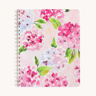 Blush Hydrangea wire-o notebook with soft-touch cover and gold spiral binding for elegant note-taking and everyday organization
