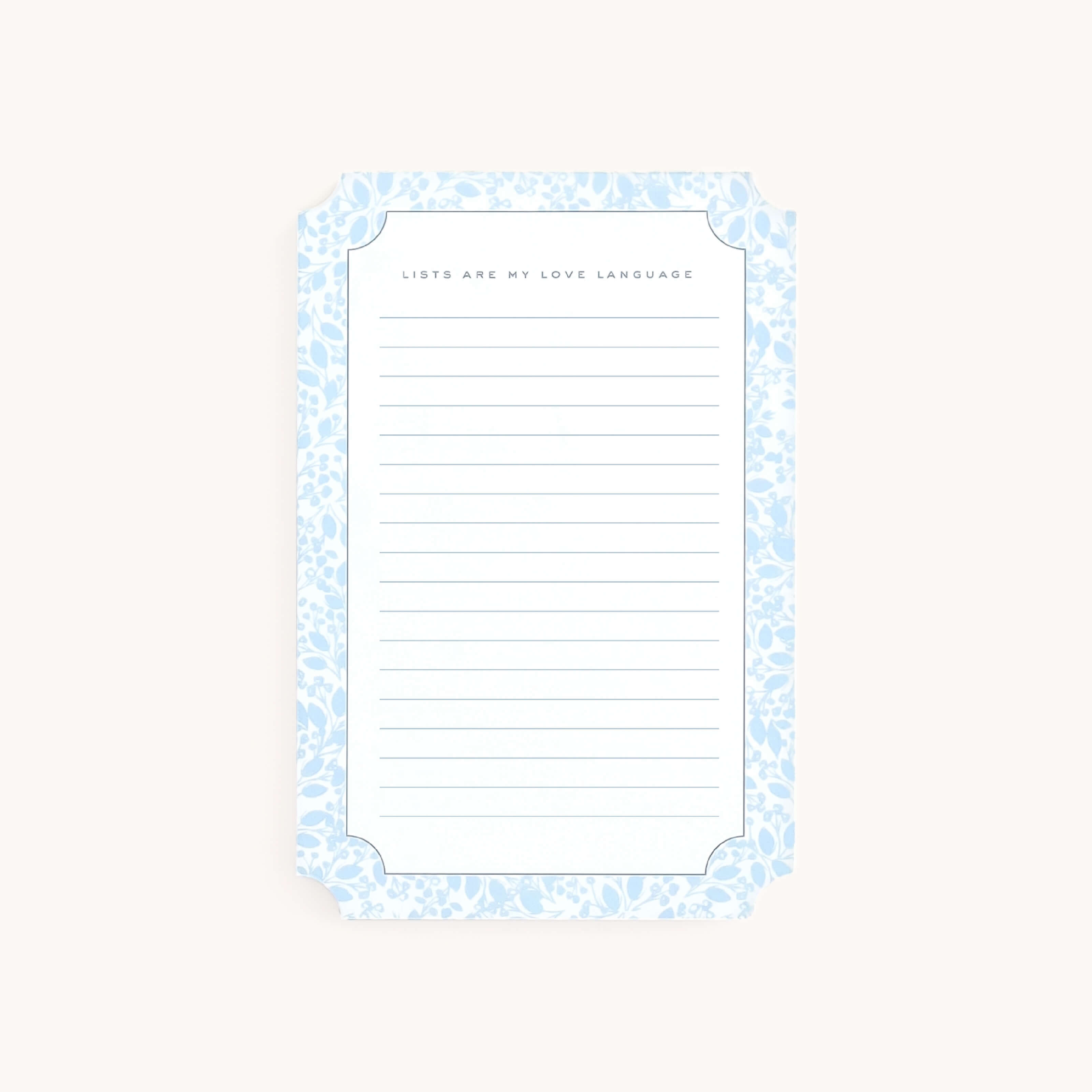 Misty Meadow Lined Notepad with Lists are My Love Language title