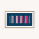 Frame TV Art - Party Candles by Simplified features 22 vibrant candles with yellow flames, arranged on a dark blue background with pink, blue, and white accents—an ideal modern décor piece for your Frame TV.