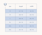 The Simplified Oversized T-Shirt by North Pole Paper Co offers cozy sizes S–3XL, with lengths 27.75”–32.75” and widths 19.75”–30.75”. The alternating white and blue sizing chart makes holiday gifting easy!.