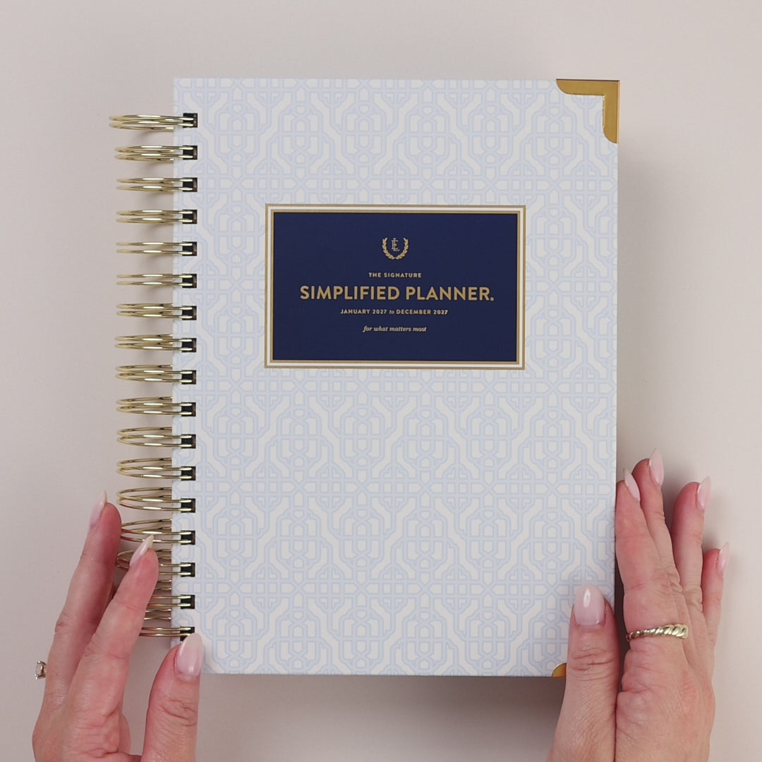 Video of the Carolina Trellis Daily Simplified Planner being held and opened