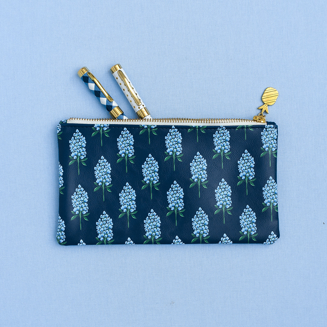 Blue and yellow floral pencil pouch – Bumble and Birch - Stationery and  Gifts