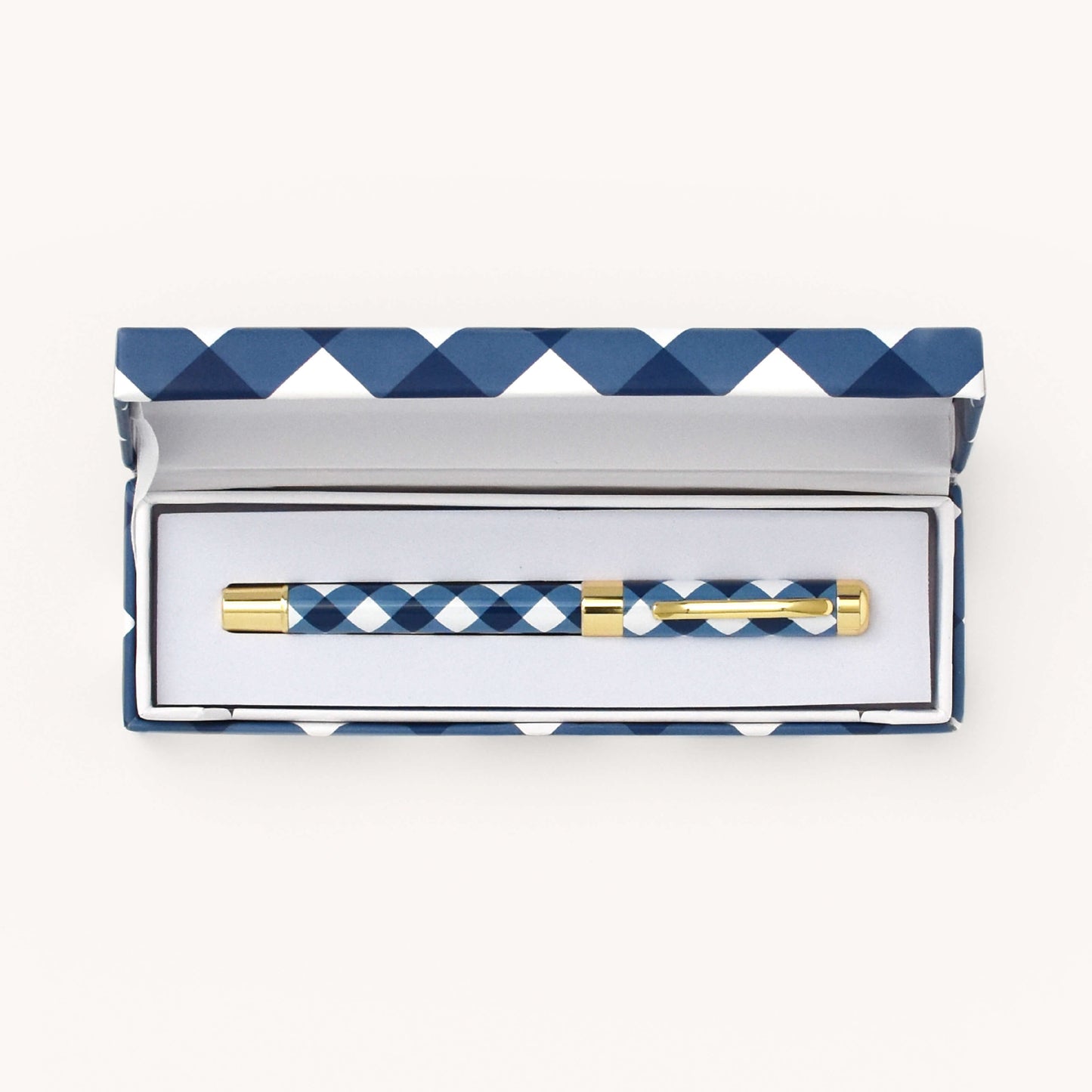 Navy Gingham Pen